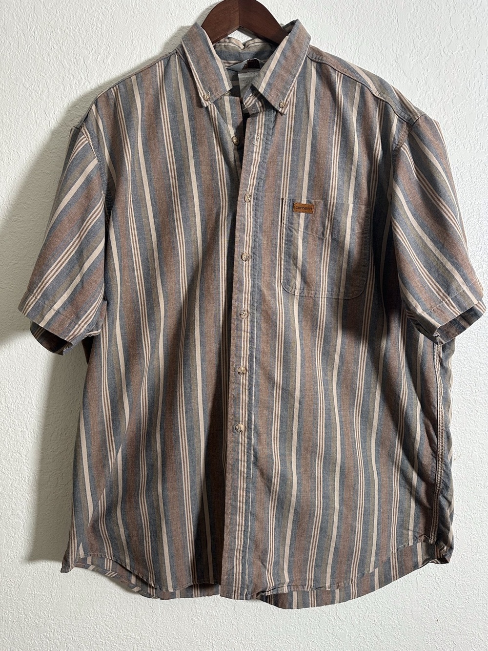 Carhartt Men’s Striped Short Sleeve Button Down Shirt Size 2XL